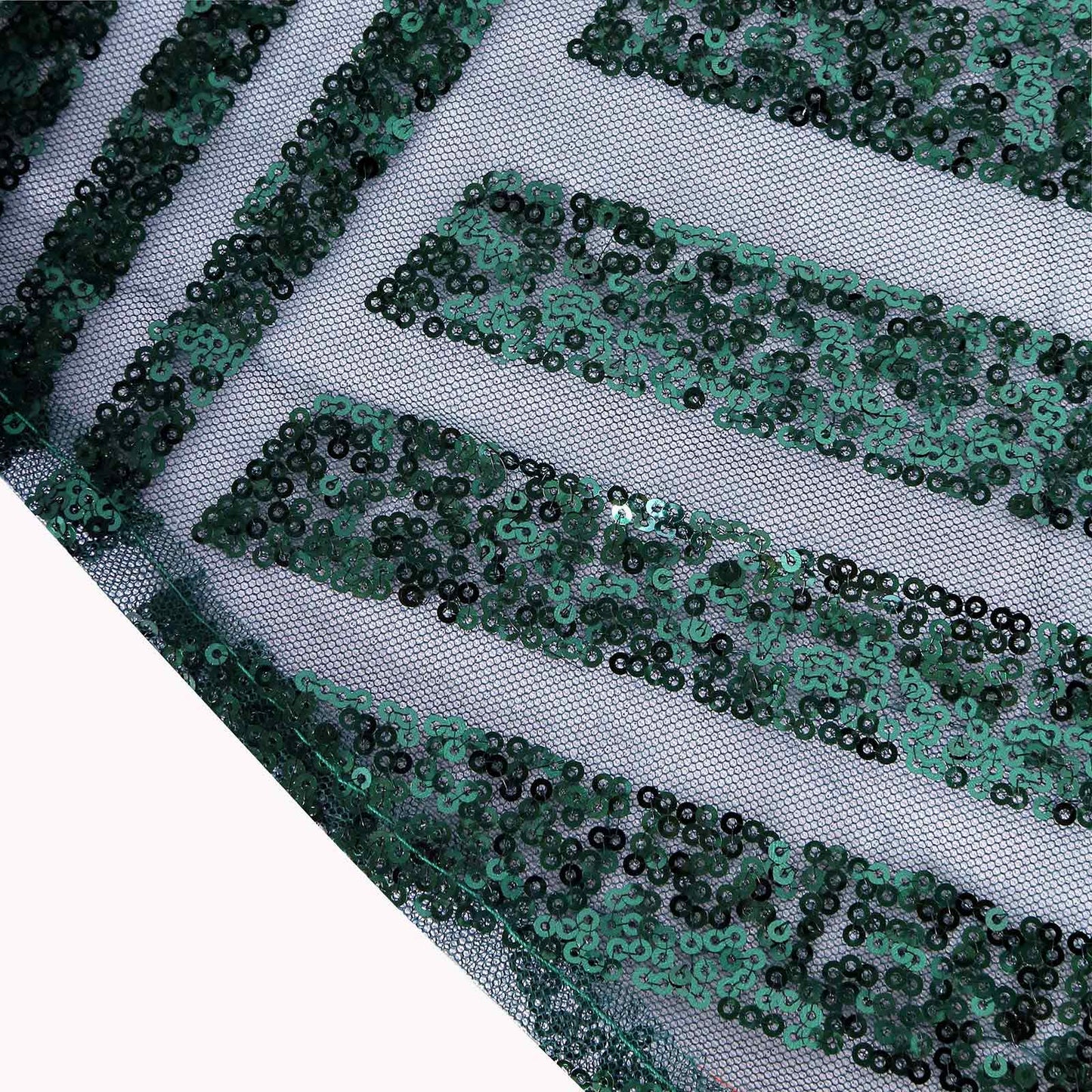 Emerald green sequin round tablecloth with diamond glitz design.
