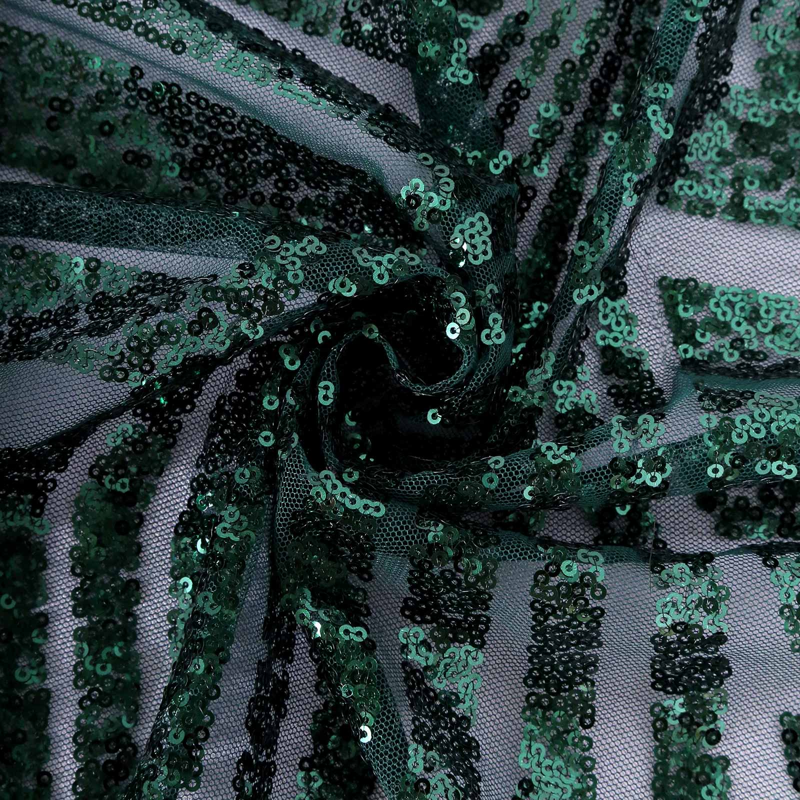 Emerald green sequin round tablecloth with seamless diamond glitz design.