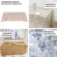 Gold sequin rectangular tablecloth for elegant events and decorations.