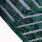 Hunter emerald green sequin tablecloth with diamond pattern.