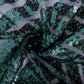 Hunter emerald green sequin tablecloth with diamond pattern.