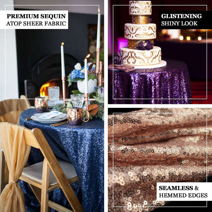 108" Gold Premium Sequin Round Tablecloth