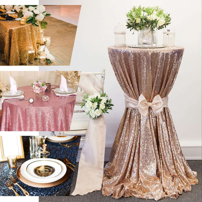 108" Gold Premium Sequin Round Tablecloth