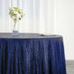 132" Navy Blue Seamless Sequin Round Tablecloth, Sparkly Tablecloth
