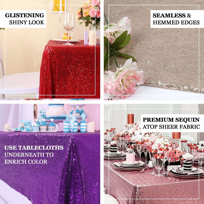 60"x126" Royal Blue Premium Sequin Rectangle Tablecloth