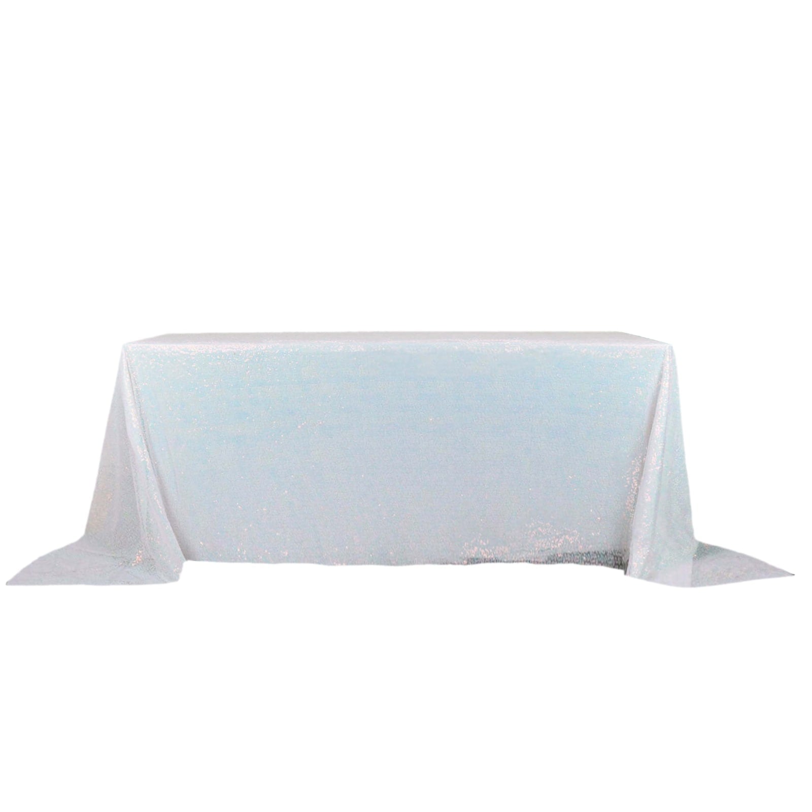 90 Inch x 132 Inch Sequin Rectangle Tablecloth in Iridescent Blue