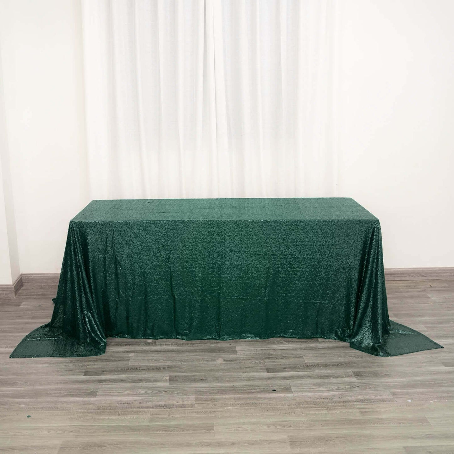 90"x132" Hunter Emerald Green Seamless Sequin Rectangle Tablecloth