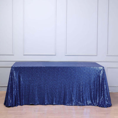 Luxurious Navy Blue Sequin Tablecloth