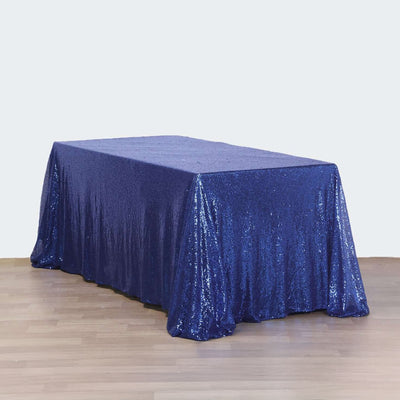 Versatile and Elegant Navy Blue Sequin Tablecloth