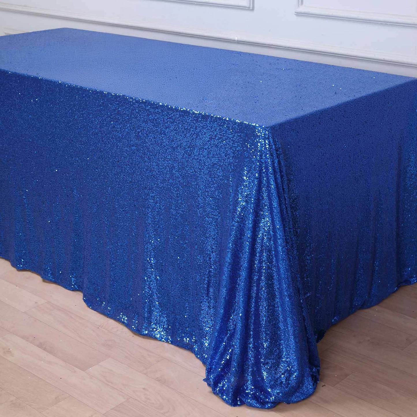 90x156" Royal Blue Seamless Sequin Rectangle Tablecloth