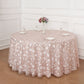 120" Rose Gold Sequin Leaf Embroidered Seamless Tulle Round Tablecloth, Sheer Table Overlay