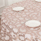 120" Rose Gold Sequin Leaf Embroidered Seamless Tulle Round Tablecloth, Sheer Table Overlay