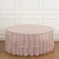 120" Rose Gold Sequin Leaf Embroidered Seamless Tulle Round Tablecloth, Sheer Table Overlay