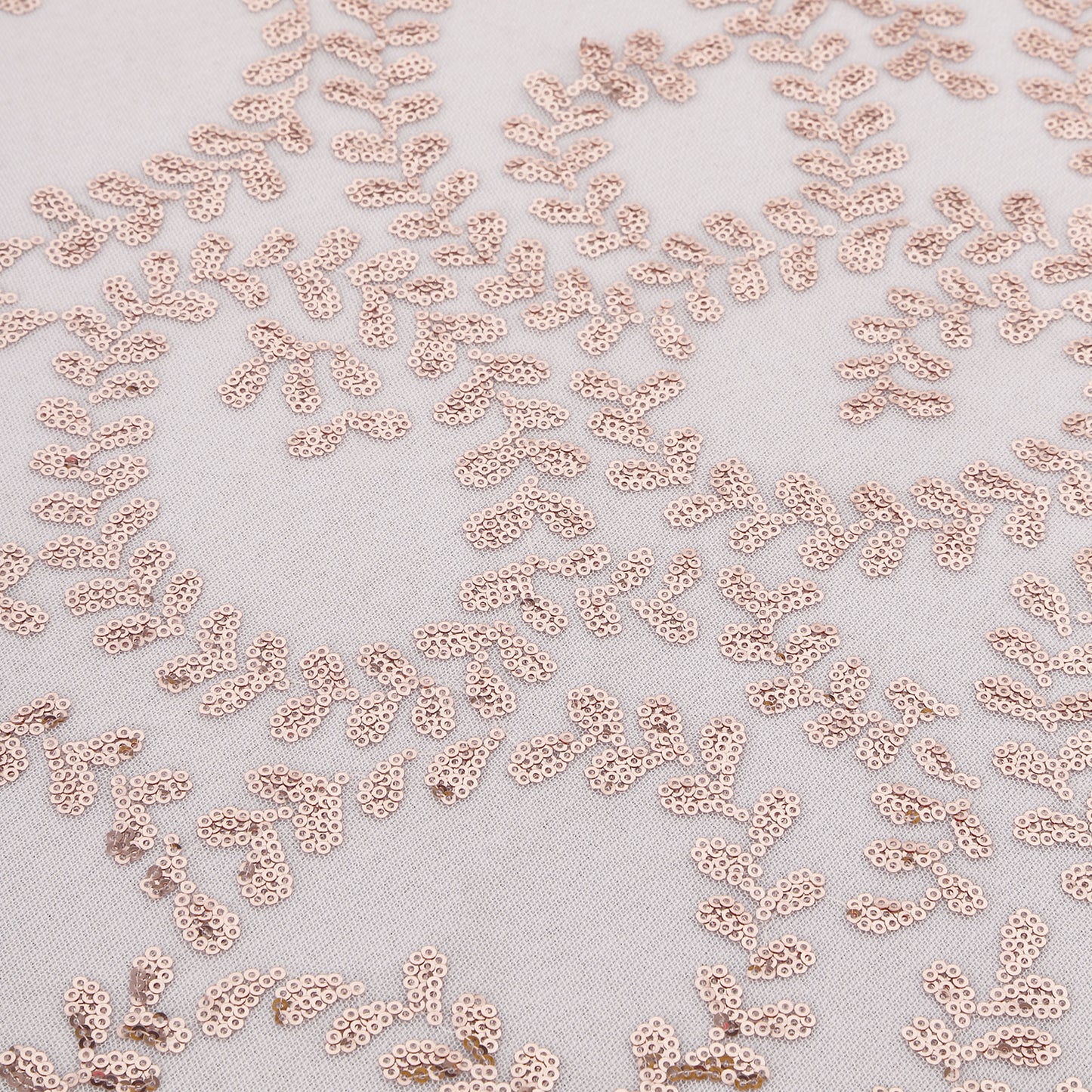 120" Rose Gold Sequin Leaf Embroidered Seamless Tulle Round Tablecloth, Sheer Table Overlay