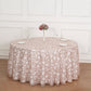 120" Rose Gold Sequin Leaf Embroidered Seamless Tulle Round Tablecloth, Sheer Table Overlay
