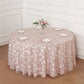120" Rose Gold Sequin Leaf Embroidered Seamless Tulle Round Tablecloth, Sheer Table Overlay