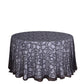 120" Black Sequin Leaf Embroidered Seamless Tulle Round Tablecloth, Sheer Table Overlay