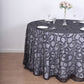 120" Black Sequin Leaf Embroidered Seamless Tulle Round Tablecloth, Sheer Table Overlay