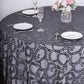120" Black Sequin Leaf Embroidered Seamless Tulle Round Tablecloth, Sheer Table Overlay