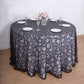 120" Black Sequin Leaf Embroidered Seamless Tulle Round Tablecloth, Sheer Table Overlay