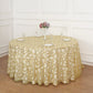 120" Gold Sequin Leaf Embroidered Seamless Tulle Round Tablecloth, Sheer Table Overlay