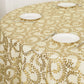 120" Gold Sequin Leaf Embroidered Seamless Tulle Round Tablecloth, Sheer Table Overlay