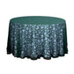 120" Hunter Emerald Green Sequin Leaf Embroidered Seamless Tulle Round Tablecloth, Sheer Table Overlay