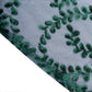 120" Hunter Emerald Green Sequin Leaf Embroidered Seamless Tulle Round Tablecloth, Sheer Table Overlay