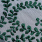 120" Hunter Emerald Green Sequin Leaf Embroidered Seamless Tulle Round Tablecloth, Sheer Table Overlay