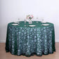 120" Hunter Emerald Green Sequin Leaf Embroidered Seamless Tulle Round Tablecloth, Sheer Table Overlay