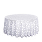 120" Silver Sequin Leaf Embroidered Seamless Tulle Round Tablecloth, Sheer Table Overlay