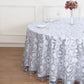 120" Silver Sequin Leaf Embroidered Seamless Tulle Round Tablecloth, Sheer Table Overlay