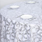 120" Silver Sequin Leaf Embroidered Seamless Tulle Round Tablecloth, Sheer Table Overlay