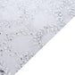 120" Silver Sequin Leaf Embroidered Seamless Tulle Round Tablecloth, Sheer Table Overlay