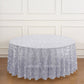 120" Silver Sequin Leaf Embroidered Seamless Tulle Round Tablecloth, Sheer Table Overlay