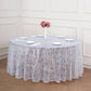 120" Silver Sequin Leaf Embroidered Seamless Tulle Round Tablecloth, Sheer Table Overlay