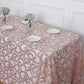 90"x156" Rose Gold Sequin Leaf Embroidered Tulle Rectangular Tablecloth