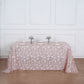 90"x156" Rose Gold Sequin Leaf Embroidered Tulle Rectangular Tablecloth