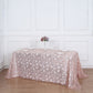 90"x156" Rose Gold Sequin Leaf Embroidered Tulle Rectangular Tablecloth