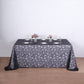 90"x156" Black Sequin Leaf Embroidered Tulle Rectangular Tablecloth