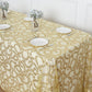 90"x156" Gold Sequin Leaf Embroidered Tulle Rectangular Tablecloth