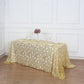 90"x156" Gold Sequin Leaf Embroidered Tulle Rectangular Tablecloth