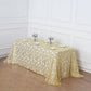 90"x156" Gold Sequin Leaf Embroidered Tulle Rectangular Tablecloth