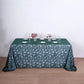 90"x156" Hunter Emerald Green Sequin Leaf Embroidered Tulle Rectangular Tablecloth