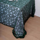 90"x156" Hunter Emerald Green Sequin Leaf Embroidered Tulle Rectangular Tablecloth