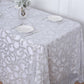 90"x156" Silver Sequin Leaf Embroidered Tulle Rectangular Tablecloth