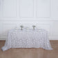 90"x156" Silver Sequin Leaf Embroidered Tulle Rectangular Tablecloth
