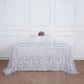 90"x156" Silver Sequin Leaf Embroidered Tulle Rectangular Tablecloth