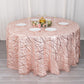 120" Rose Gold Wave Mesh Round Tablecloth With Embroidered Sequins