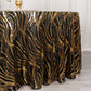 120" Black Gold Wave Mesh Round Tablecloth With Embroidered Sequins